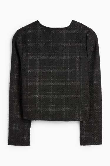 Kinder Mädchen - Bouclé-Blazer - kariert - schwarz