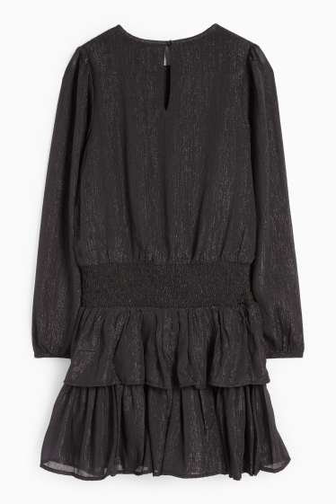 Kinder Mädchen - Chiffon-Kleid - glänzend - schwarz