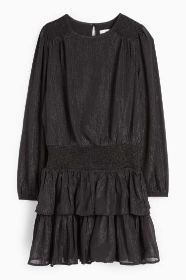 Kinder Mädchen - Chiffon-Kleid - glänzend - schwarz