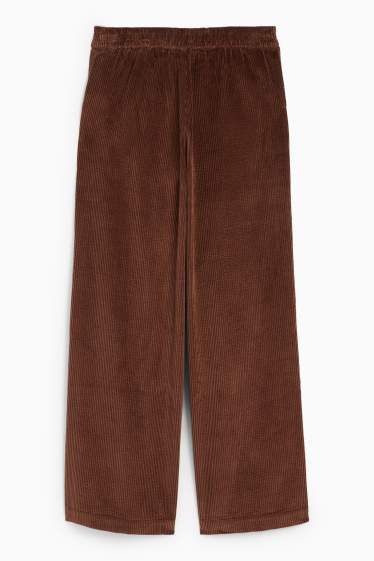 Damen - Cordhose - Mid Waist - Wide Leg - dunkelbraun