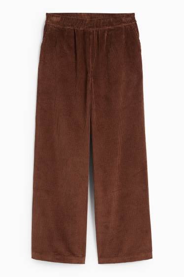 Damen - Cordhose - Mid Waist - Wide Leg - dunkelbraun