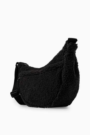 Women - Teddy fur crossbody bag - black