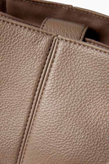 Women - Small shopper with detachable bag strap - faux leather - taupe