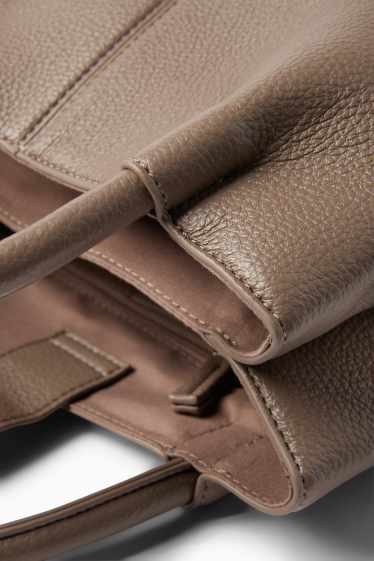 Women - Small shopper with detachable bag strap - faux leather - taupe