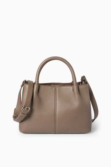 Women - Small shopper with detachable bag strap - faux leather - taupe