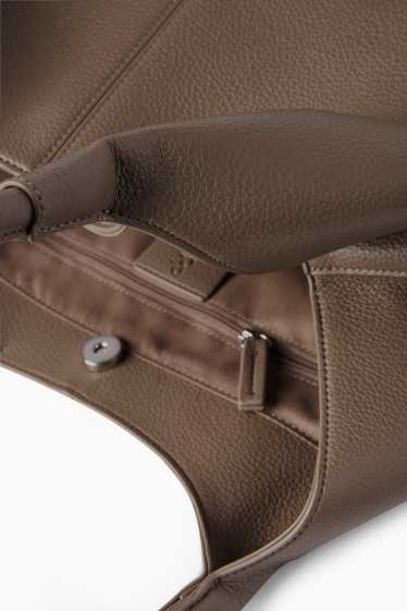 Dames - Grote shopper - imitatieleer - beige