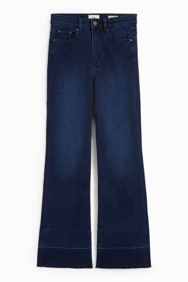 Women - Flared jeans - mid-rise waist - denim-dark blue