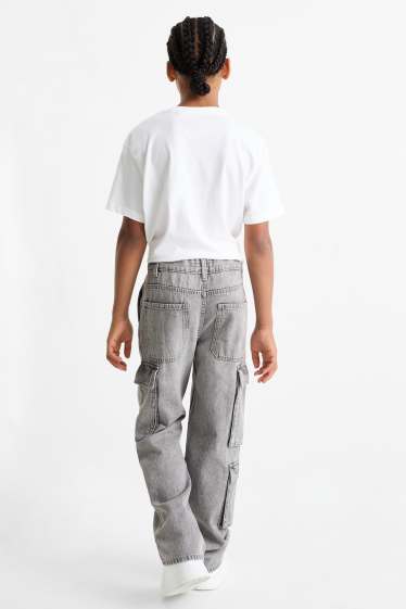 Kinder Buben - Cargo Jeans - helljeansgrau