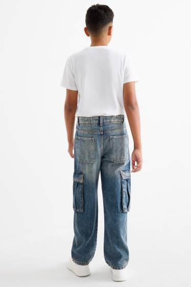 Kinder Buben - Cargo Jeans - Thermojeans - jeansblau