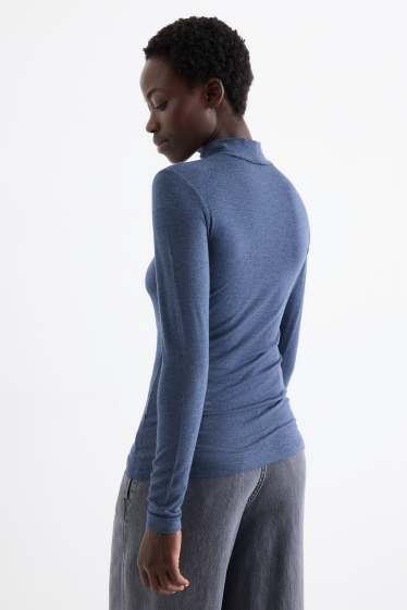 Women - Long sleeve top- regular fit - dark blue