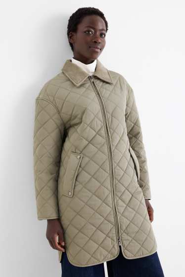 Damen - Steppmantel  - khaki