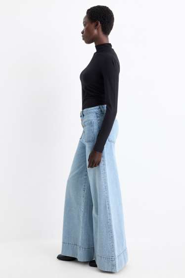 Femei - Wide leg jeans - talie înaltă - denim-albastru deschis