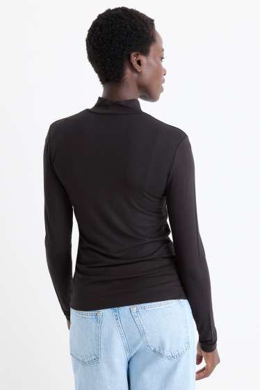 Femei - Tricou cu mânecă lungă basic - regular fit - negru