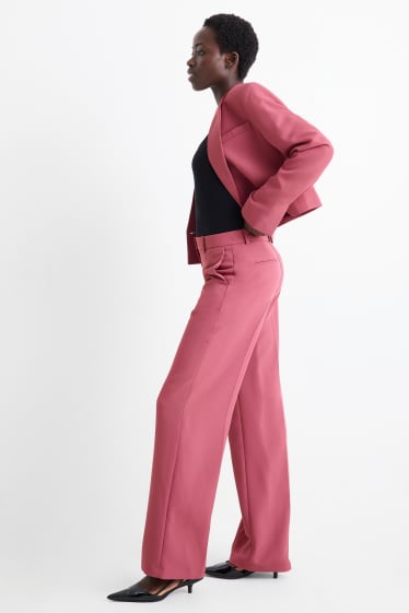 Mujer - Pantalón de oficina - mid waist - wide leg - rosa oscuro