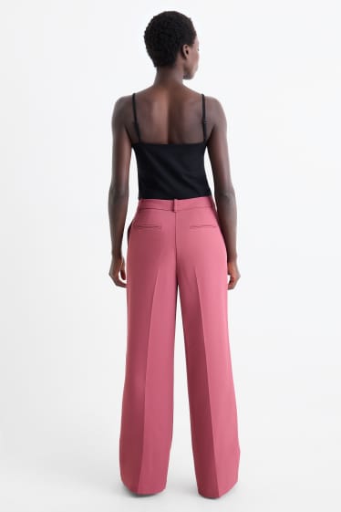 Mujer - Pantalón de oficina - mid waist - wide leg - rosa oscuro