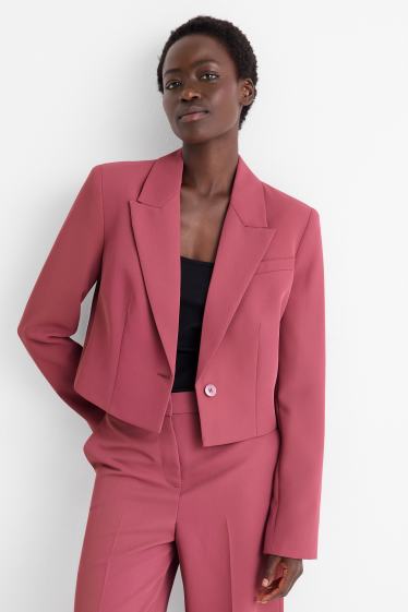 Femei - Blazer crop - regular fit - roz