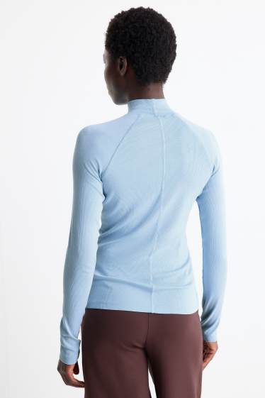 Donna - Maglia a maniche lunghe - slim fit - a coste - azzurro