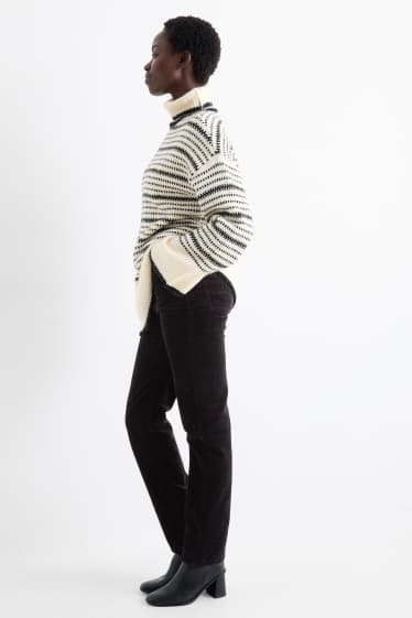 Donna - Pantaloni di velluto - vita alta - straight fit - LYCRA® - nero