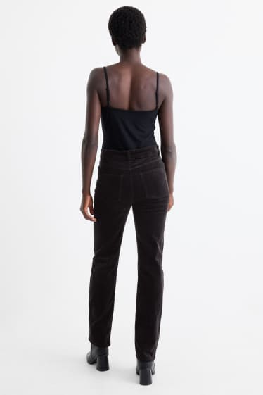 Donna - Pantaloni di velluto - vita alta - straight fit - LYCRA® - nero