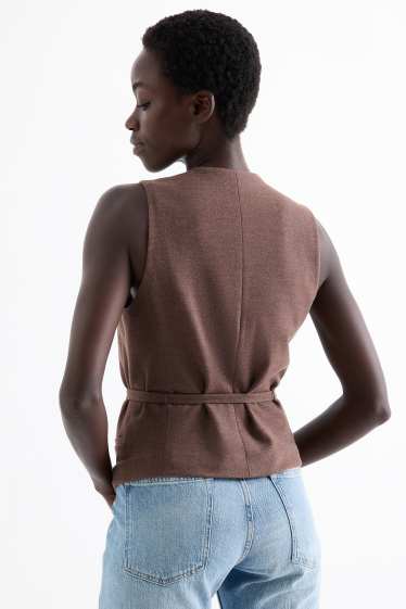Dames - Business-gilet - slim fit - bruin