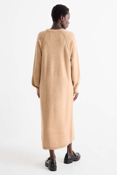 Femmes - Robe en maille - straight fit - beige