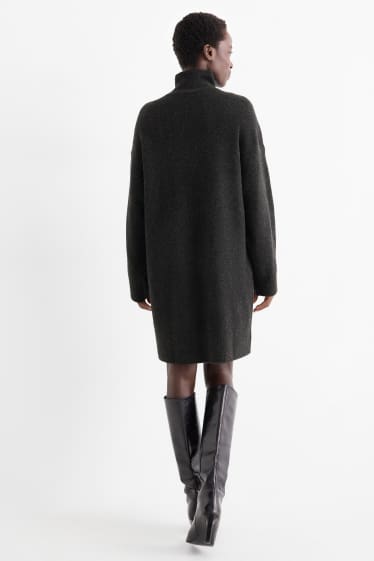 Dames - Gebreide jurk - straight fit - donkergrijs