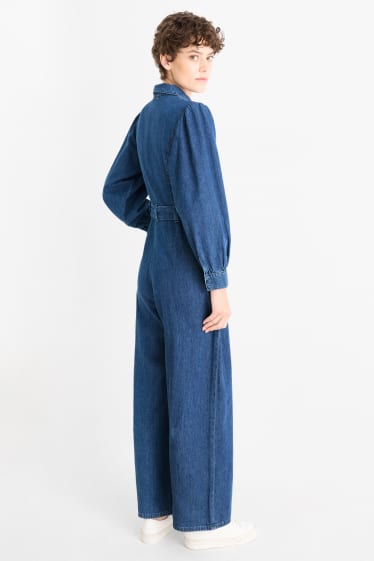 Mujer - Mono vaquero con cinturón - vaqueros - azul