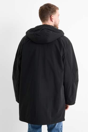 Heren - Parka met capuchon - gevoerd - waterafstotend - zwart