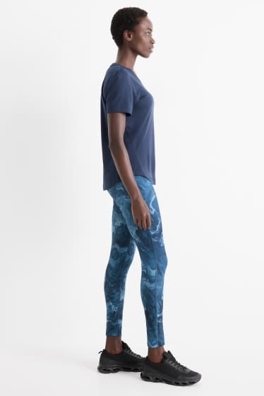 Femmes - Leggings de sport - 4 Way Stretch - motif - bleu