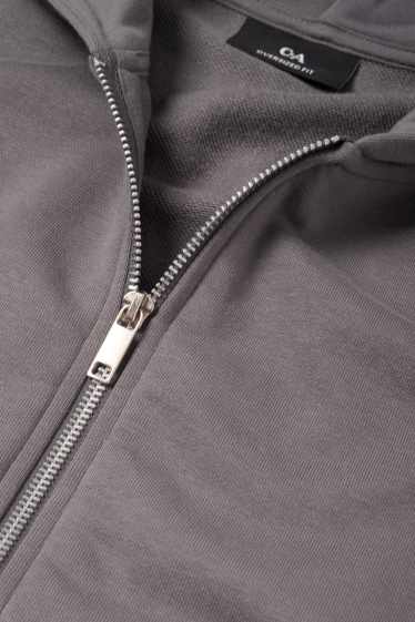 Heren - Sweatvest met capuchon - grijs