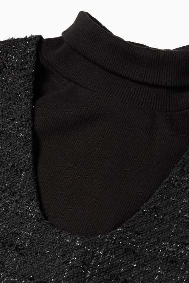 Copii - Fete - Set - bluză cu guler rulat și rochie din bouclé - 2 piese - negru