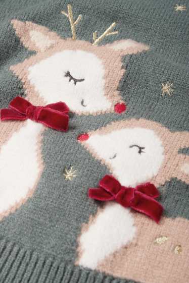 Bébés filles - Renne - pull de Noël pour bébé - vert