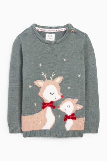 Bébés filles - Renne - pull de Noël pour bébé - vert