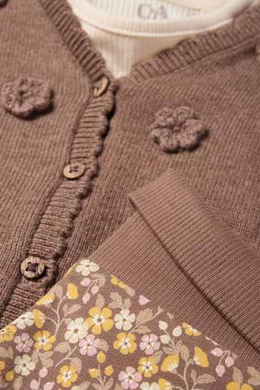 Baby Mädchen - Blümchen - Baby-Outfit - 3 teilig - braun