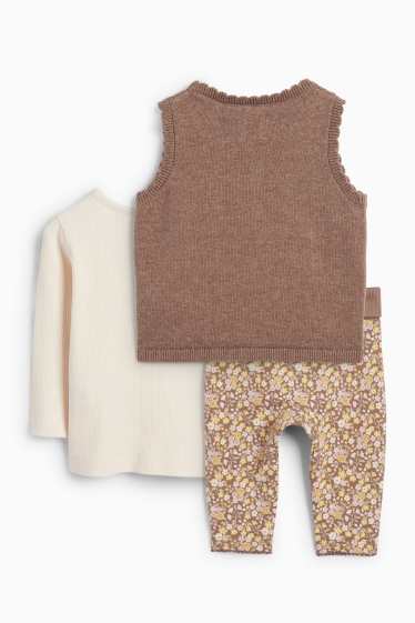 Baby Mädchen - Blümchen - Baby-Outfit - 3 teilig - braun