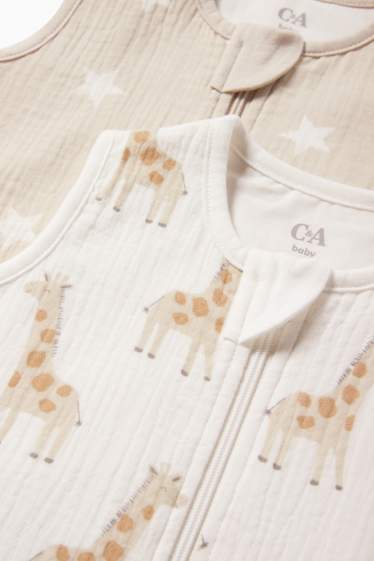 Unisex - Set van 2 - babyslaapzak - 6 tot 18 maanden - crème wit
