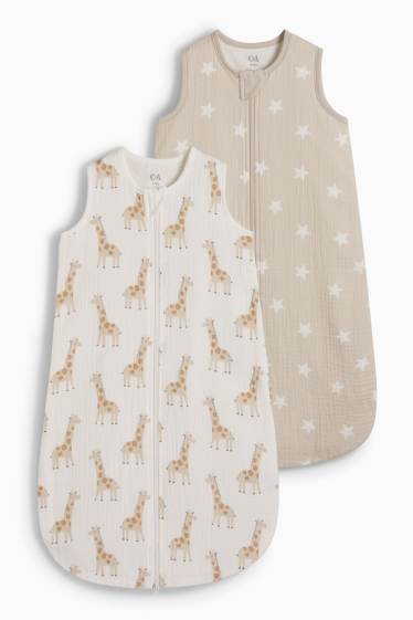 Unisex - Set van 2 - babyslaapzak - 6 tot 18 maanden - crème wit