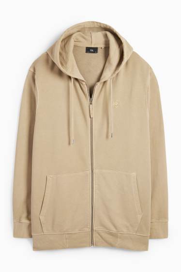 Heren - Sweatvest met capuchon - beige