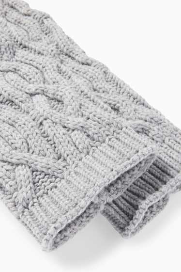 Women - Leg/arm warmers - cable knit pattern - light gray