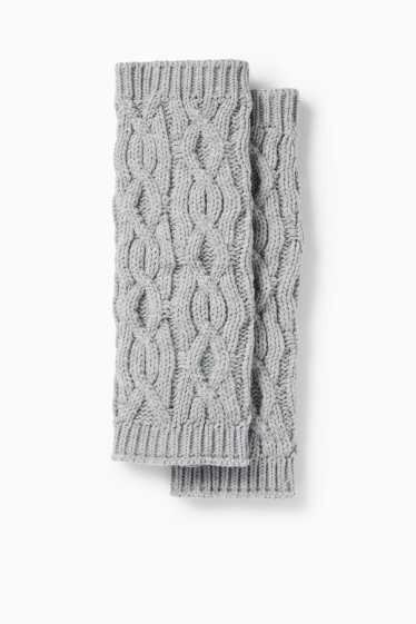 Women - Leg/arm warmers - cable knit pattern - light gray