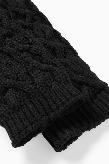 Women - Leg/arm warmers - cable knit pattern - black