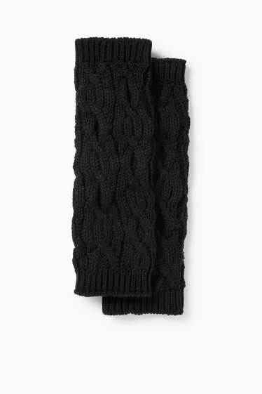Women - Leg/arm warmers - cable knit pattern - black