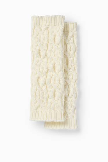 Women - Leg/arm warmers - cable knit pattern - cremewhite