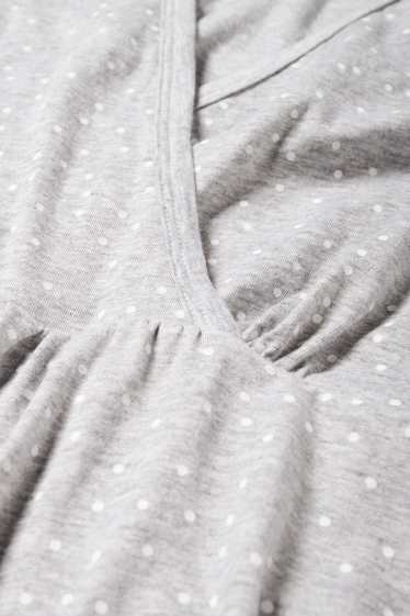 Donna - Camicia da notte per allattamento - a pois - grigio chiaro