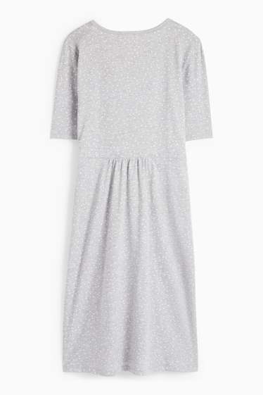 Donna - Camicia da notte per allattamento - a pois - grigio chiaro