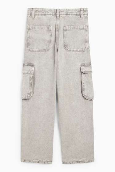 Kinder Buben - Cargo Jeans - Thermojeans - helljeansgrau