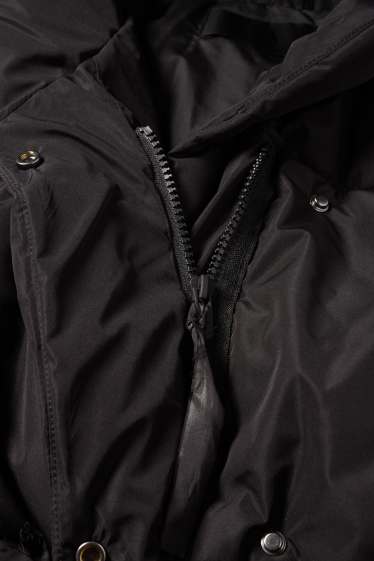 Women - Quilted jacket with hood - water-repellent - black