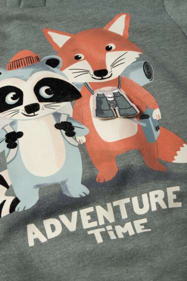 Children Boys - Fox and raccoon - hoodie - green