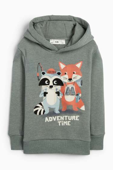 Children Boys - Fox and raccoon - hoodie - green