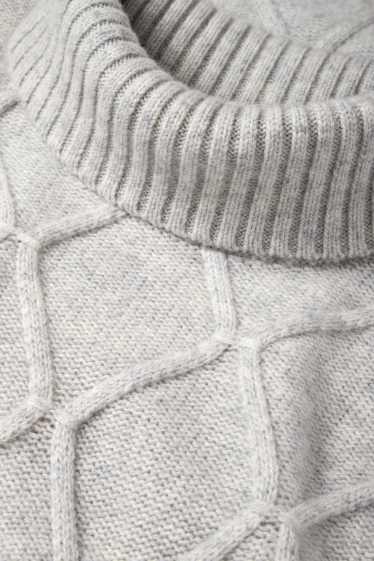 Herren - Rollkragenpullover mit Kaschmir-Anteil - Woll-Mix - hellgrau